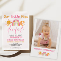 Pink Sun Rainbow Miss Onederful 1. Geburtstag