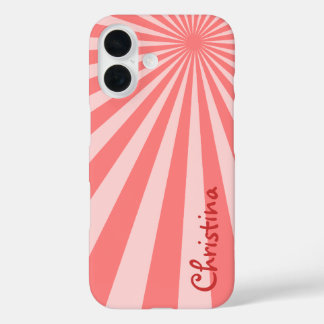 Pink Sunburst "Add Your Name" iPhone 16 Hülle