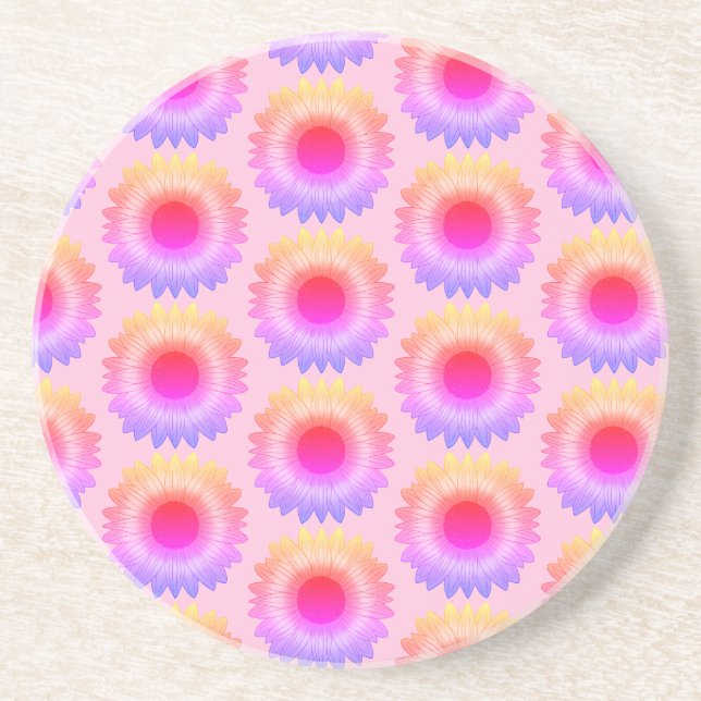 Pink Sunflower Sandstone Untersetzer (Vorne)