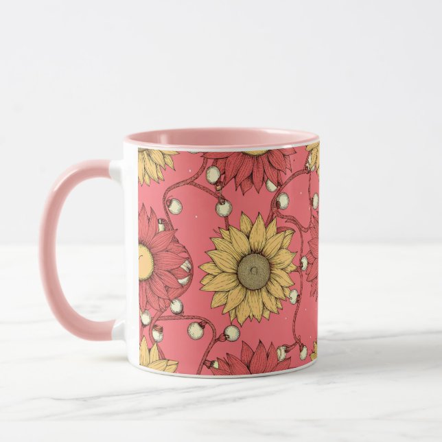 Pink Sunflowers Christmas Tasse (Links)