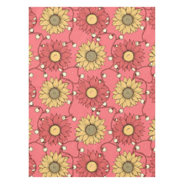 Pink Sunflowers Christmas Tischdecke (Vorderseite)