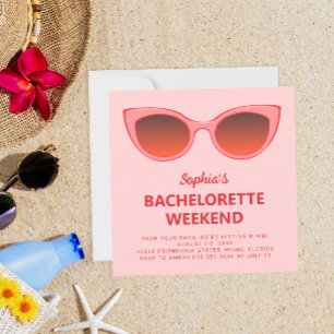 Pink Sunnies Beach Bachelorette Wochenende Einladung