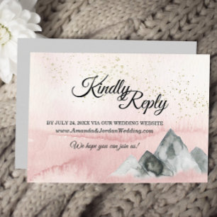 Pink Sunrise Mountain Hochzeitswebsite RSVP Karte