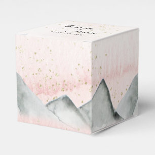 Pink Sunrise Mountain Wedding Square Gefallen Box Geschenkschachtel