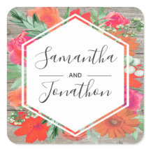 Pink Sunset Bloom Floral Frame Wedding