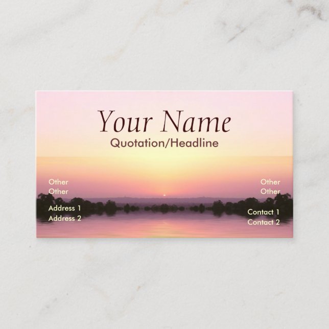 Pink Sunset Business Card Visitenkarte (Vorderseite)
