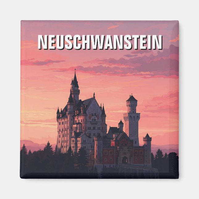 Pink Sunset Neuschwanstein Schloss Deutschland Rei Magnet (Vorne)