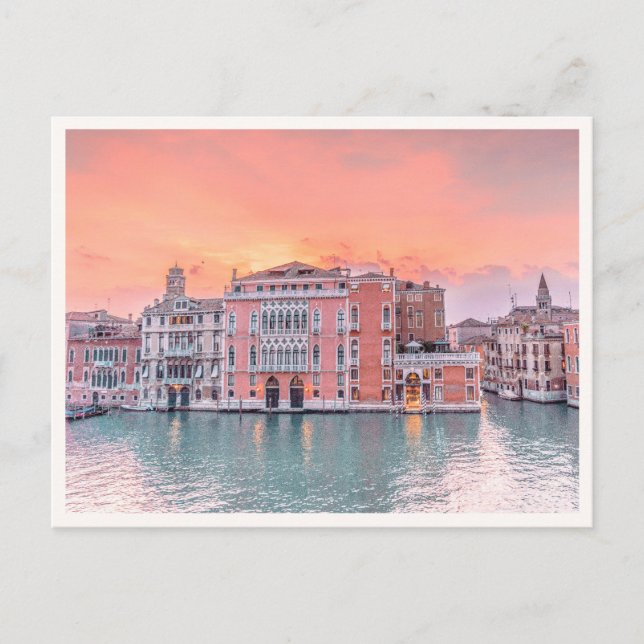 Pink Sunset on the Grand Canal Venice Italy Photo Postkarte (Vorderseite)