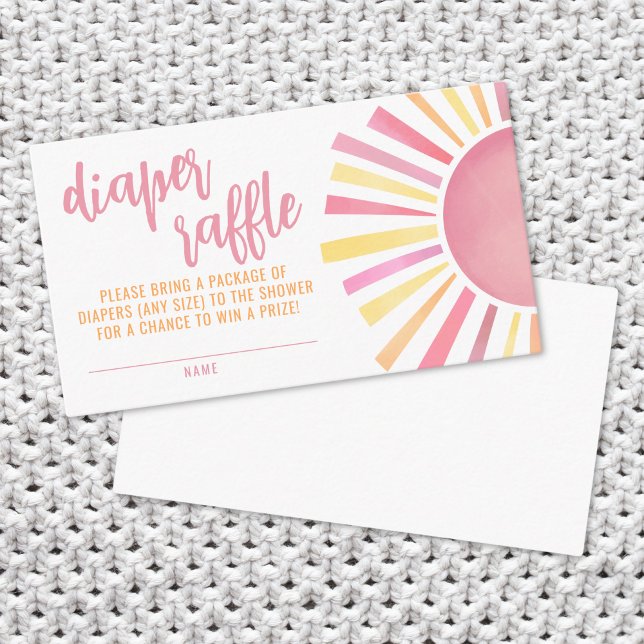 Pink Sunshine Baby Duschkabine Windelwanne Begleitkarte (Pink Sunshine Baby Shower Diaper Raffle Enclosure Card )