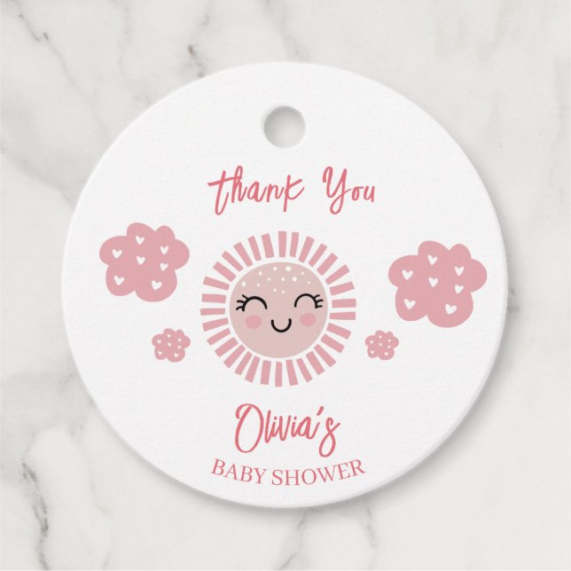 Pink Sunshine Girl Babydusche Geschenkanhänger (Vorderseite)