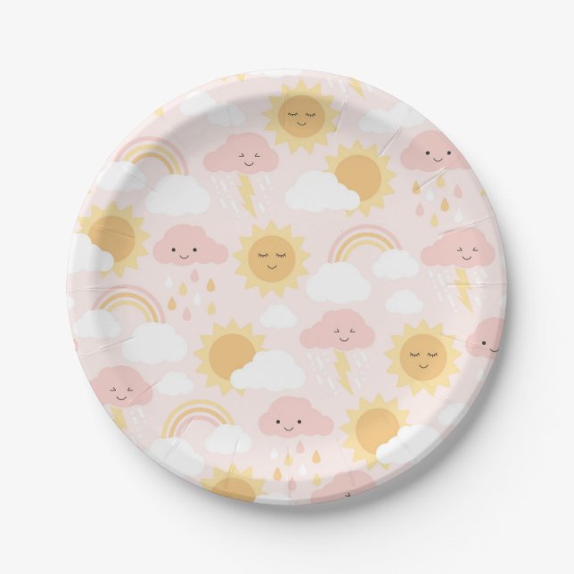 Pink Sunshine Party Plate Pappteller (Vorderseite)