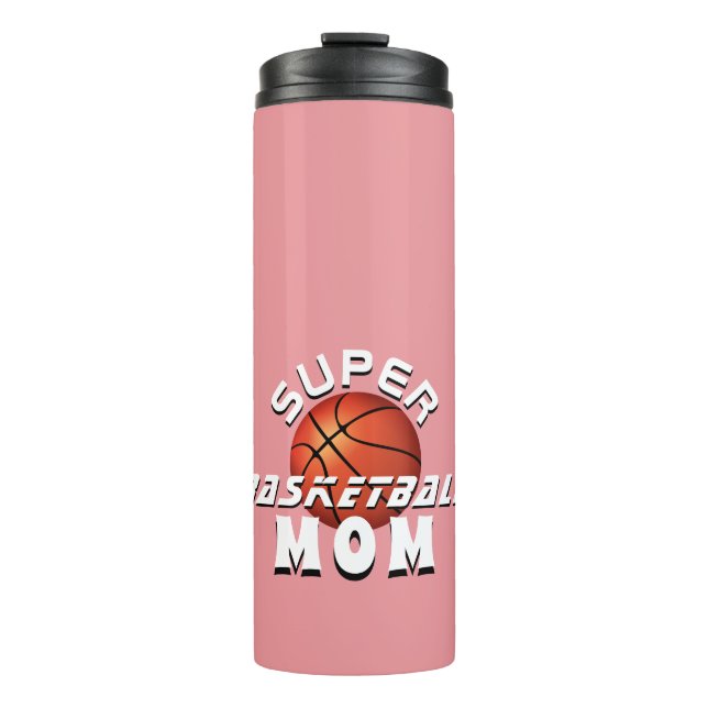 Pink Super Basketball Mama Sporty Mother Thermosbecher (Vorderseite)