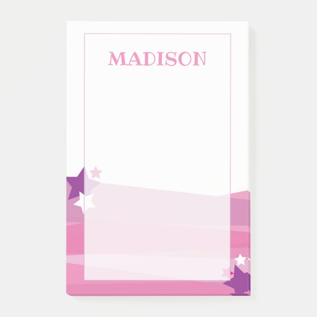 Pink Super Star Post It Hinweis Post-it Klebezettel (Vorderseite)