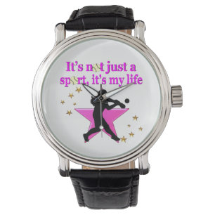 PINK SUPER STAR SOFTBALL IST MEIN LEBENSDESIGN ARMBANDUHR