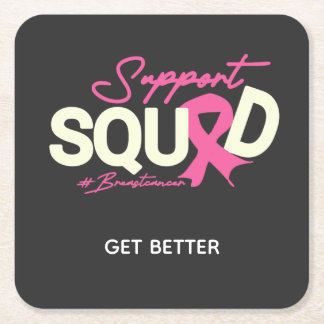 Pink Support Squad Breast Cancer Awareness Warrior Rechteckiger Pappuntersetzer