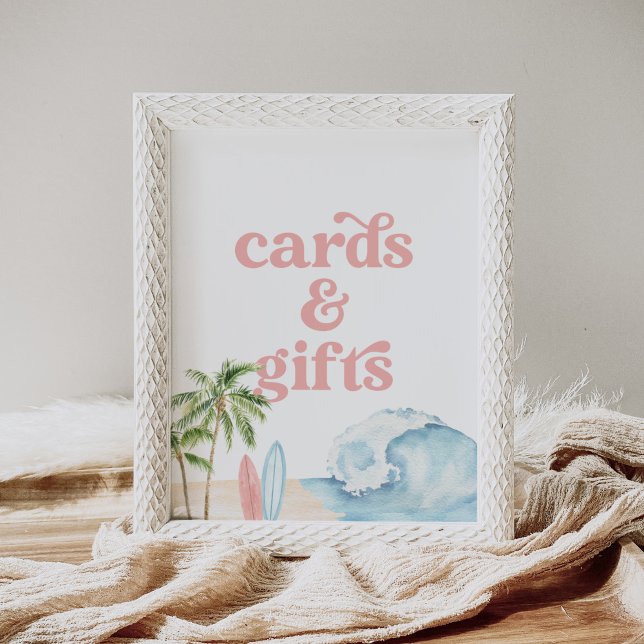 Pink Surf Beach Baby Duschkarten und Geschenke Unt Poster (Von Creator hochgeladen)