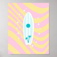 Pink Surfboard, Beach Art, Tropenmuscheln, Preppy
