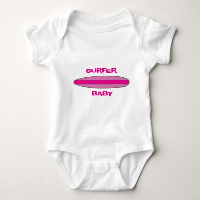 Pink Surfer Baby Baby Strampler (Vorderseite)