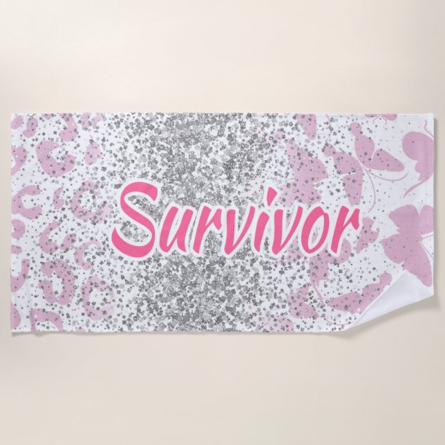 Pink Survivor Beach Towel-Breast Cancer Strandtuch (Vorderseite)
