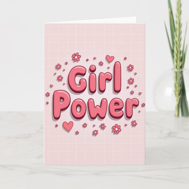 Pink Süße Mädchen Power Karte (Vorderseite)