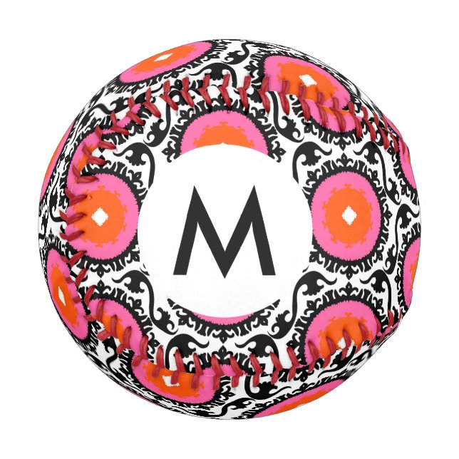 Pink Suzani Muster Baseball (Vorderseite Links)