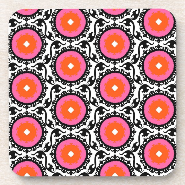 Pink Suzani Muster Untersetzer (Vorderseite)