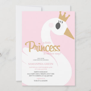 Pink Swan Baby Dusche Einladung