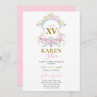 Pink Swan Wappen Quinceanera Einladung