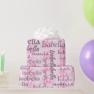 Pink Sweet 16 Personalize Name Geschenkpapier