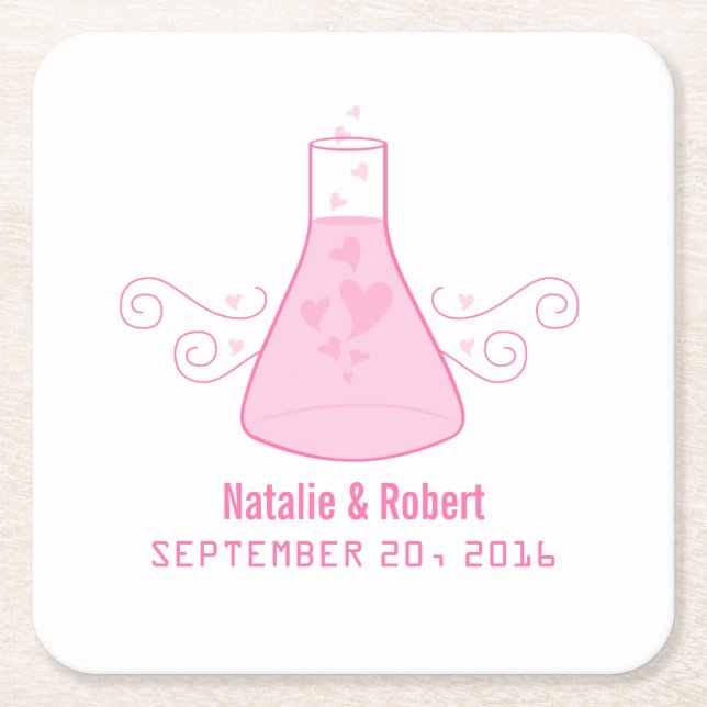 Pink Sweet Chemistry Wedding Paper Untersetzer (Vorderseite)