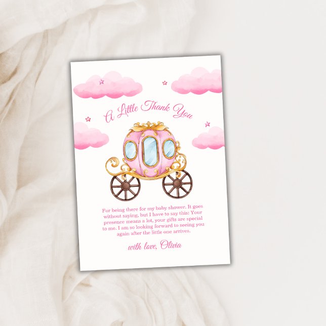 Pink Sweet Fairy Princess Carriage Baby Shower  Dankeskarte (Pink Sweet Fairy Princess Carriage Baby Shower Thank You Card)