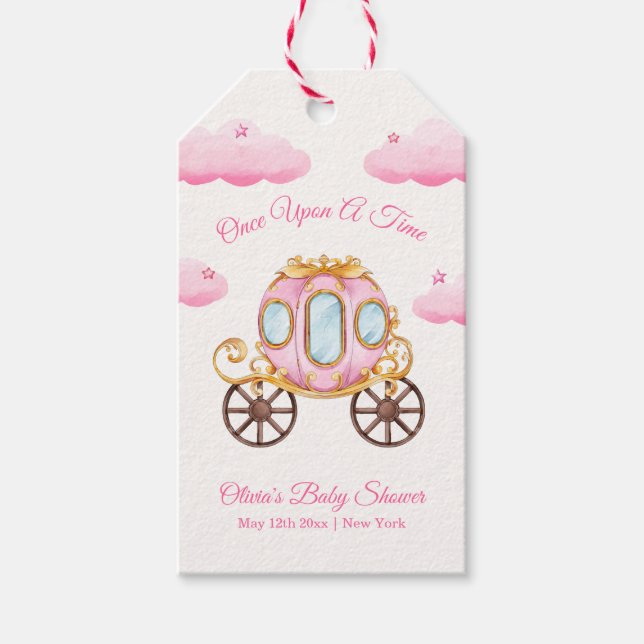 Pink Sweet Fairy Princess Carriage Baby Shower  Geschenkanhänger (Vorderseite)