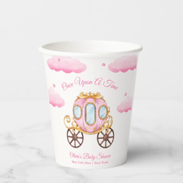 Pink Sweet Fairy Princess Carriage Baby Shower  Pappbecher (Vorderseite)