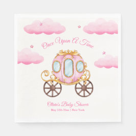 Pink Sweet Fairy Princess Carriage Baby Shower Serviette