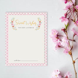 Pink Sweet Floral Wishes For Baby Shower Card  Mitteilungskarte