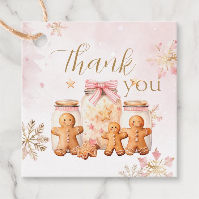 Pink Sweet Gingerbrett Danke, Girl Birthday Geschenkanhänger (Vorderseite)
