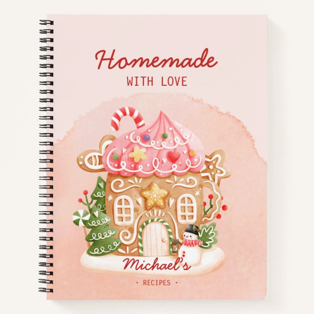 Pink Sweet Gingerbrot House Hausmeisterschaften mi Notizbuch (Vorderseite)