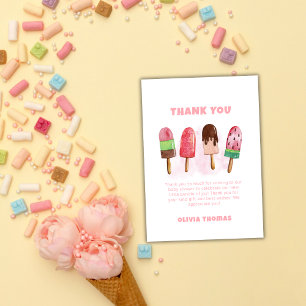 Pink Sweet Ice Cream Popcicle Baby Dusche Willkomm Dankeskarte