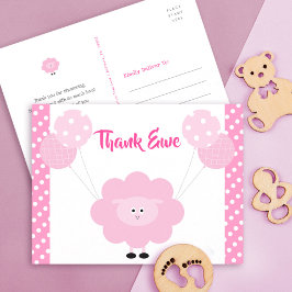 Pink Sweet Lamb Girl Babydusche Niedlich Danke Postkarte