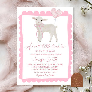Pink Sweet Little Lamb Baby Dusche Einladung