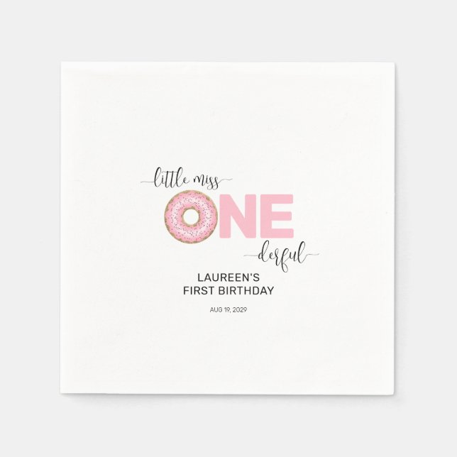 Pink Sweet Little MIs 1. Geburtstag Serviette (Vorderseite)