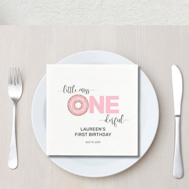 Pink Sweet Little MIs 1. Geburtstag Serviette (Von Creator hochgeladen)