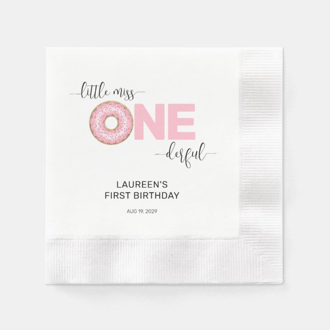 Pink Sweet Little MIs 1. Geburtstag Serviette (Vorderseite)
