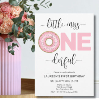 Pink Sweet Little MIs Einladung zum 1. Geburtstag