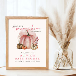 Pink Sweet Little Pumpkin Girl Babydusche Willkomm Poster