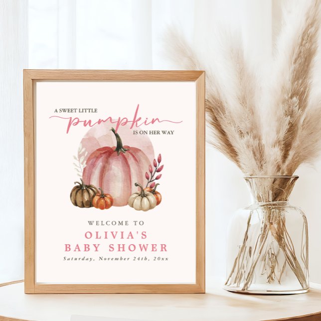 Pink Sweet Little Pumpkin Girl Babydusche Willkomm Poster (Von Creator hochgeladen)