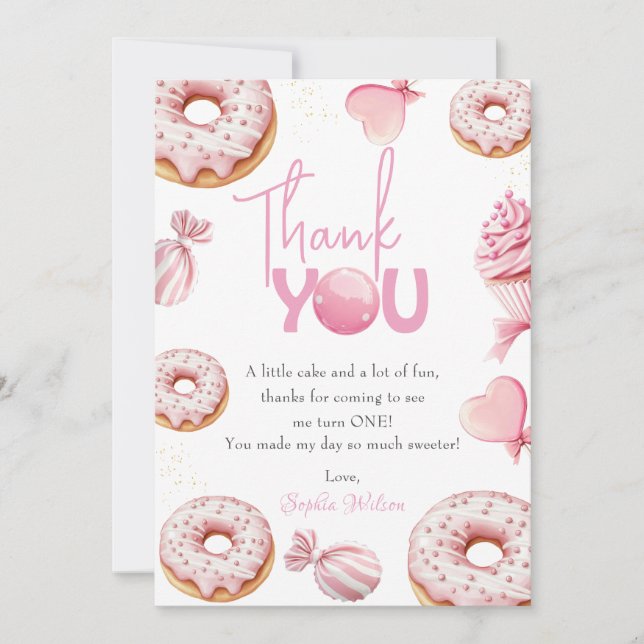 Pink Sweet One Geburtstag Danke (Vorderseite)