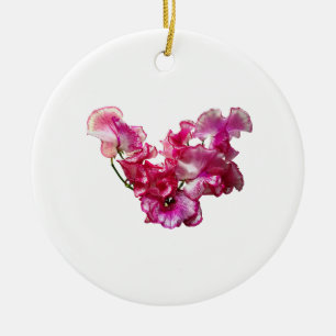 Pink Sweet Pea Heart Keramik Ornament