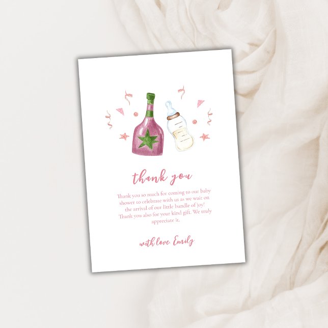 Pink Sweet Poppin Champagner Flaschen Babydusche Dankeskarte (Pink Sweet Poppin Champagne Bottles Baby Shower Thank You Card)
