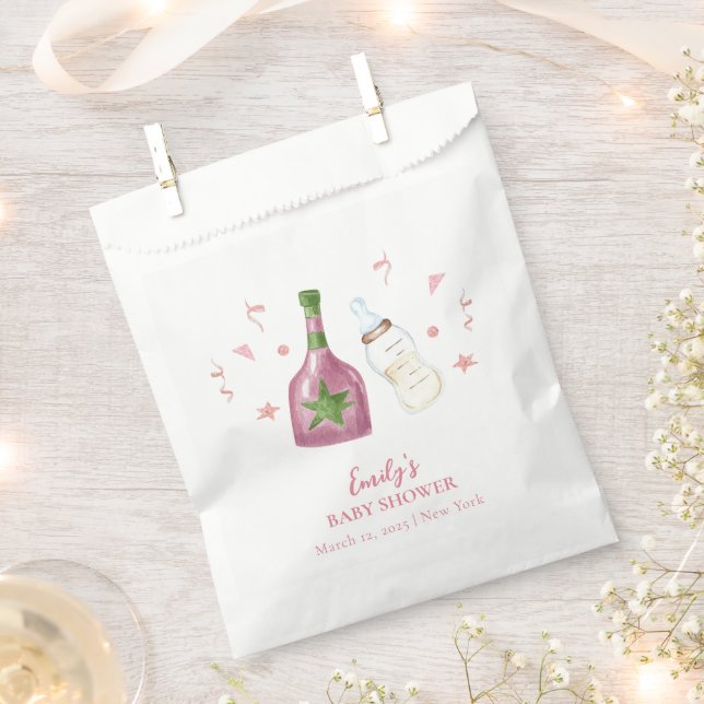 Pink Sweet Poppin Champagner Flaschen Babydusche Geschenktütchen (Ausgeschnitten)